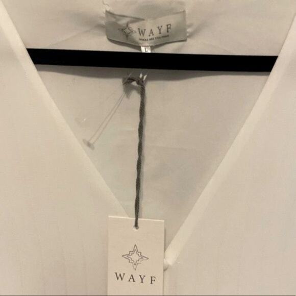 WAYF Women's Lace Trim Knotted Long Sleeve Blouse, Ivory, L, NWT - Picture 5 of 7